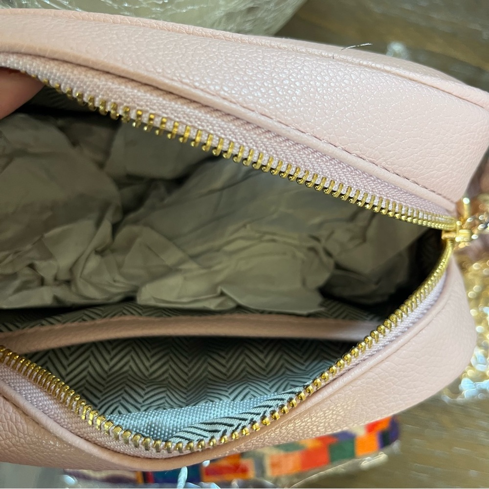 QUILTED Pale Pink Small Crossbody Clutch Purse Bag with 2 Straps Included NWOT - Picture 8 of 11